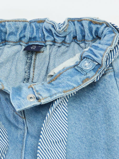 Jean paperbag + ceinture à motif - Kiabi