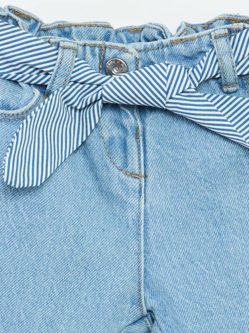 Jean paperbag + ceinture à motif - Kiabi