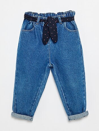 Jean paperbag + ceinture à motif