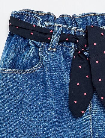 Jean paperbag + ceinture à motif