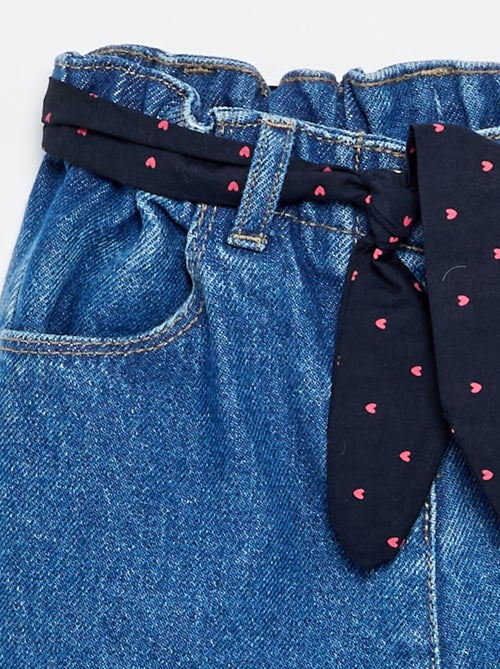 Jean paperbag + ceinture à motif - Kiabi