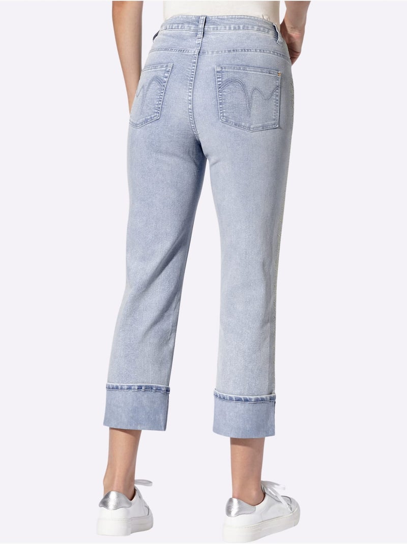 Jean petites pierres brillantes fantaisie - taille standard - helline Bleu Blanc - Kiabi