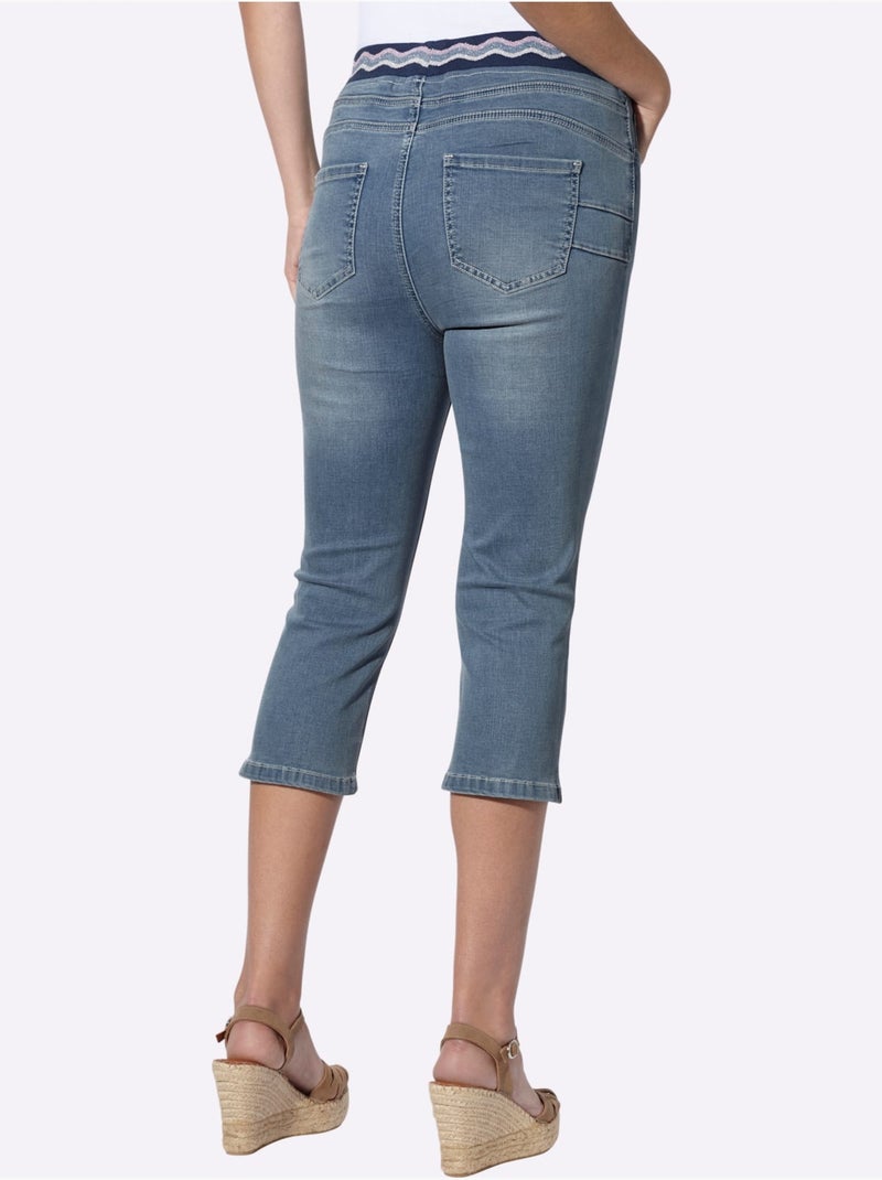 Jean Push-up Ceinture élastique Confortable - Taille Standard - Helline Bleu Blanc - Kiabi