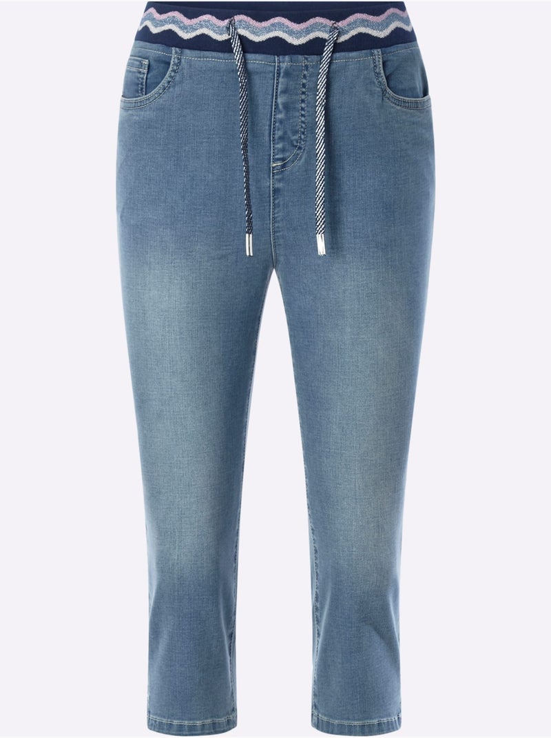 Jean Push-up Ceinture élastique Confortable - Taille Standard - Helline Bleu Blanc - Kiabi