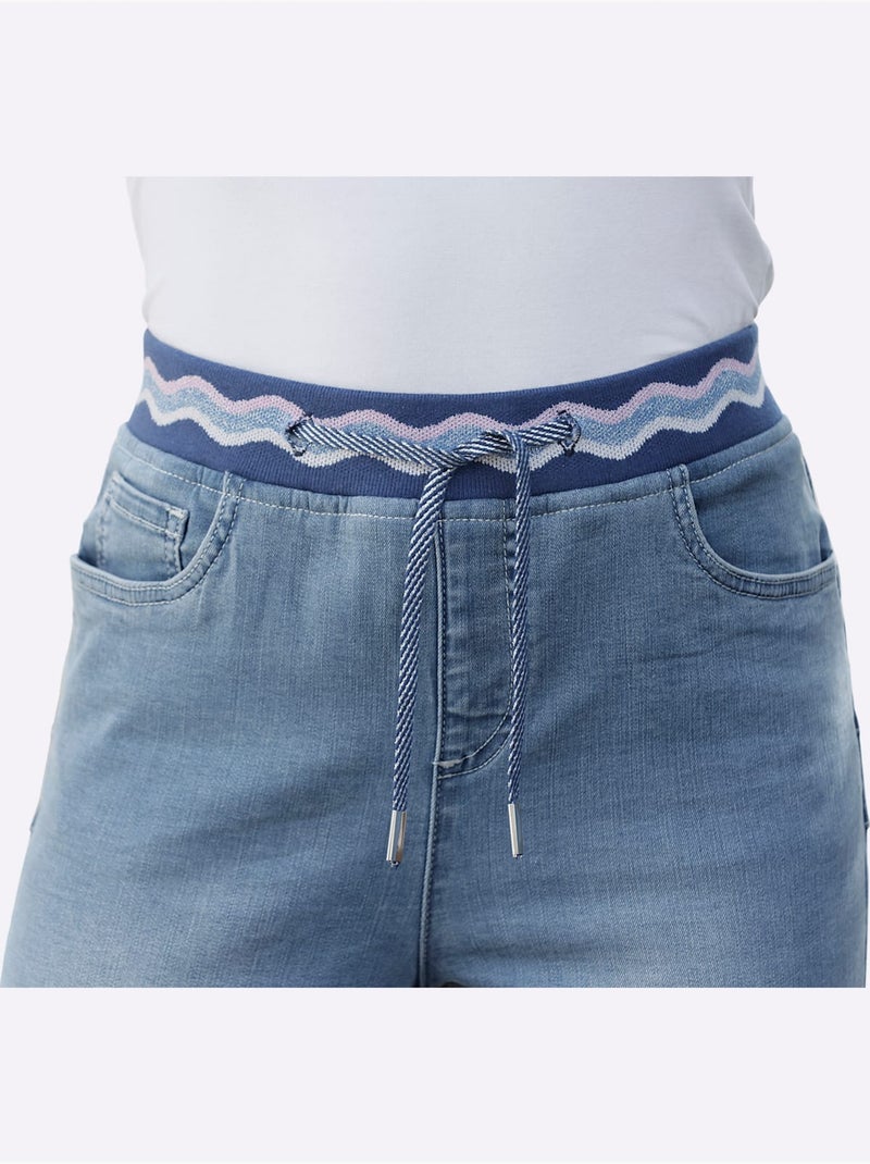 Jean Push-up Ceinture élastique Confortable - Taille Standard - Helline Bleu Blanc - Kiabi