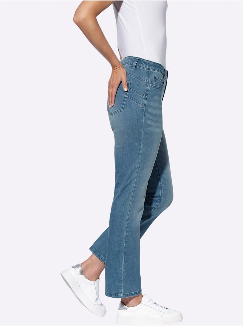 Jean Push-up Coupe 5 Poches Moderne - Taille Standard - Helline Bleu Blanc - Kiabi