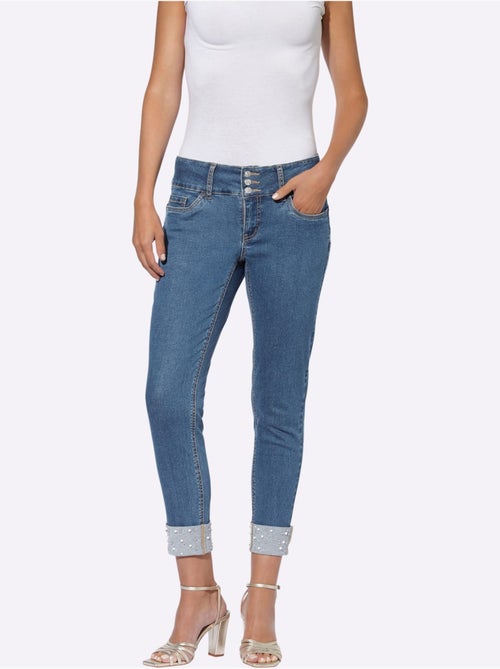 Jean Push-up Perles Et Petites Pierres Brillantes Fantaisie - Taille Standard - Helline - Kiabi