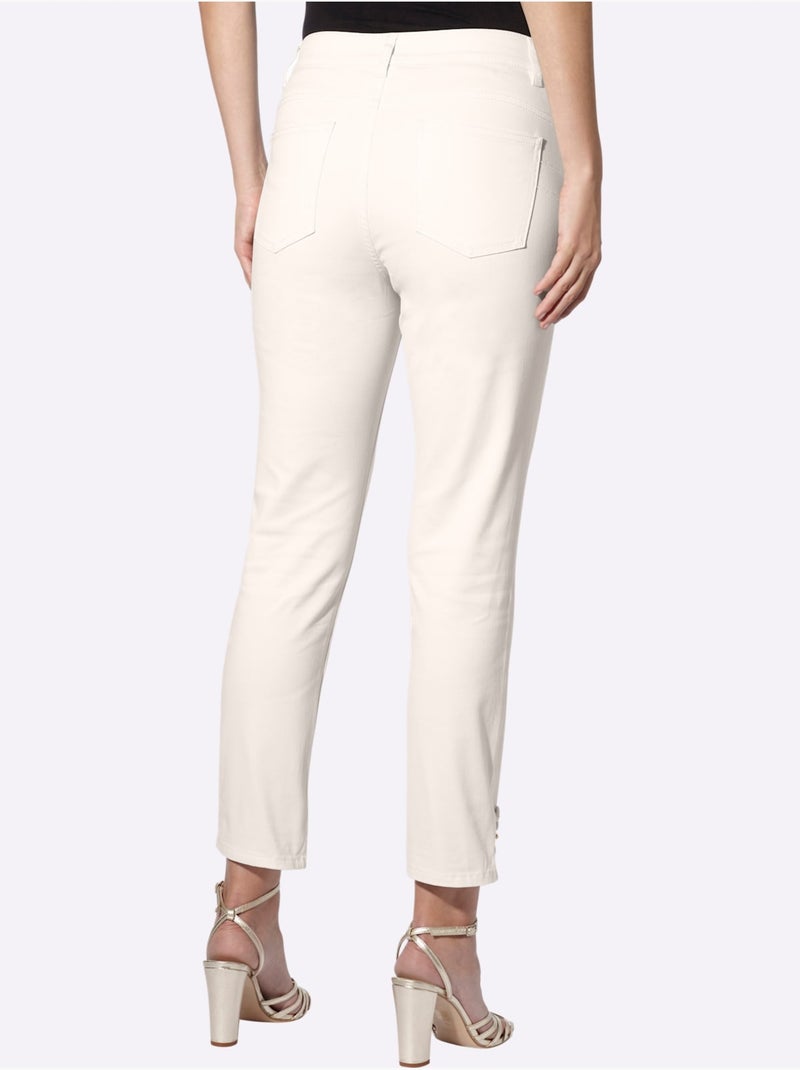 Jean Push-up Perles Et Petites Pierres Brillantes Fantaisie - Taille Standard - Helline Ecru - Kiabi