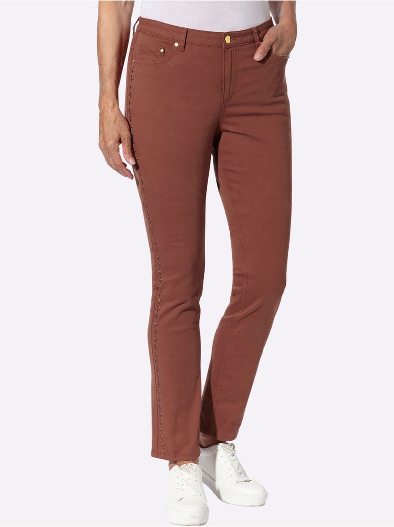 Jean qualité coton - taille courte - witt Marron - Kiabi