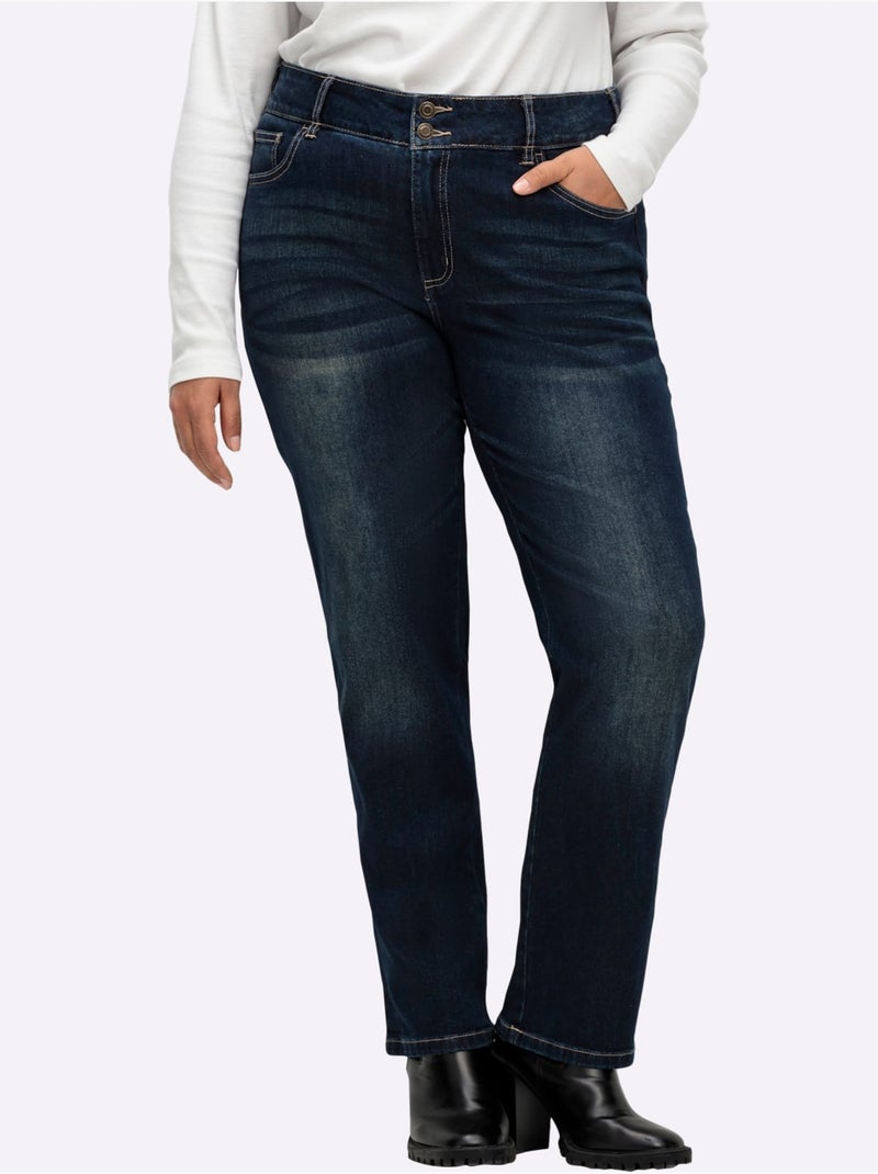 Jean qualité coton - Taille extra courte - witt Bleu foncé - Kiabi