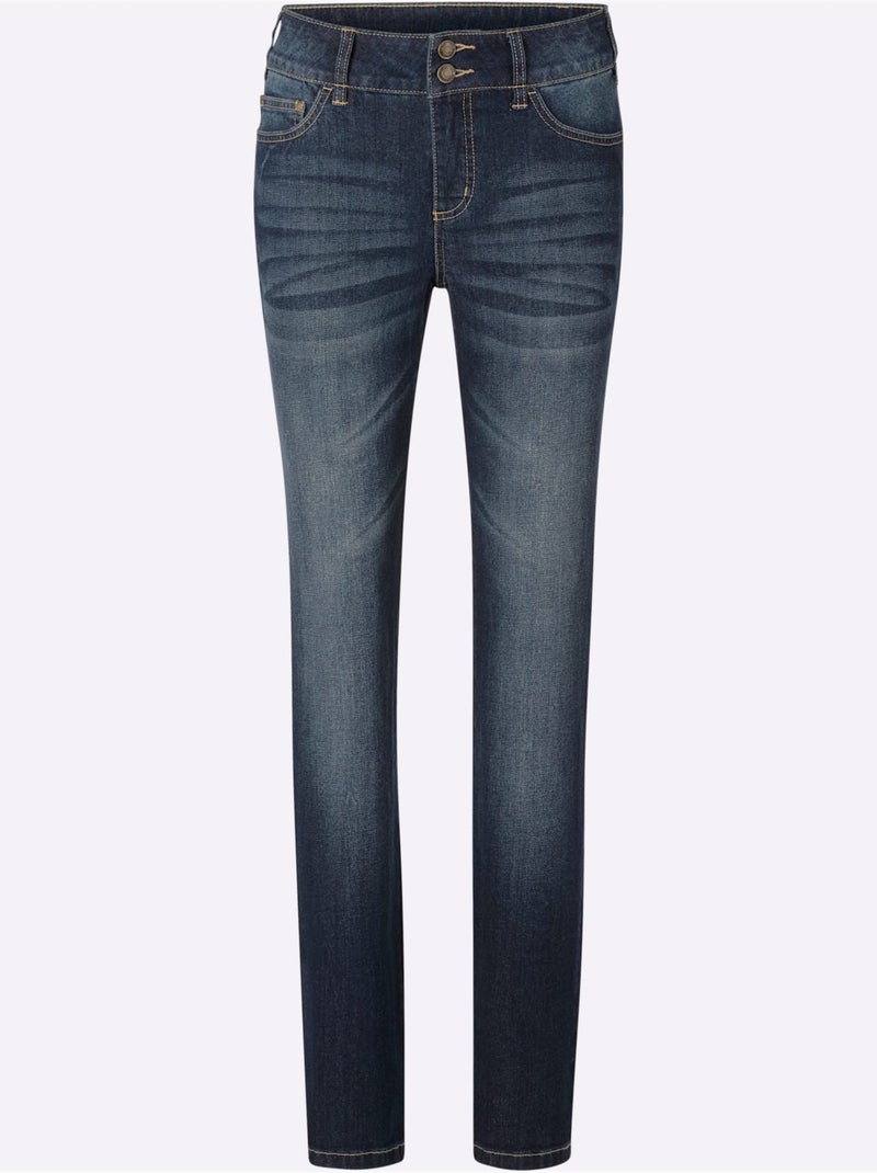Jean qualité coton - Taille longue - witt Bleu foncé - Kiabi