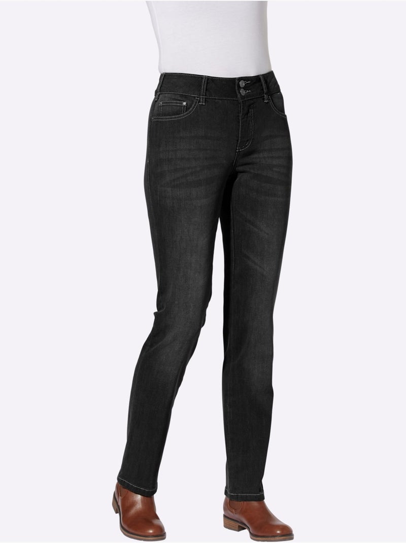 Jean qualité coton - Taille longue - witt Noir - Kiabi