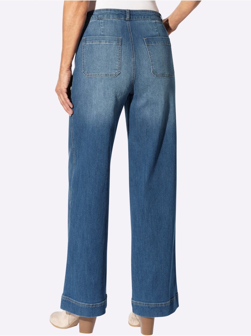 Jean qualité coton doux sur la peau - taille courte - witt Bleu jean - Kiabi