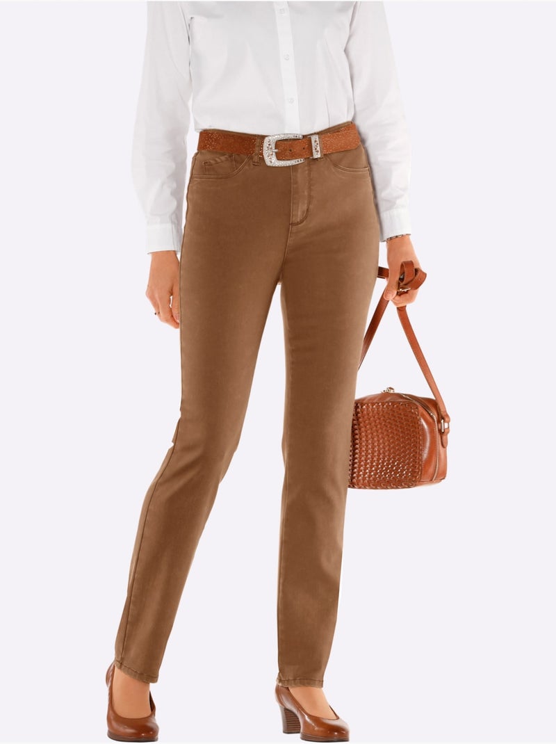 Jean qualité coton doux sur la peau - taille courte - witt Marron - Kiabi