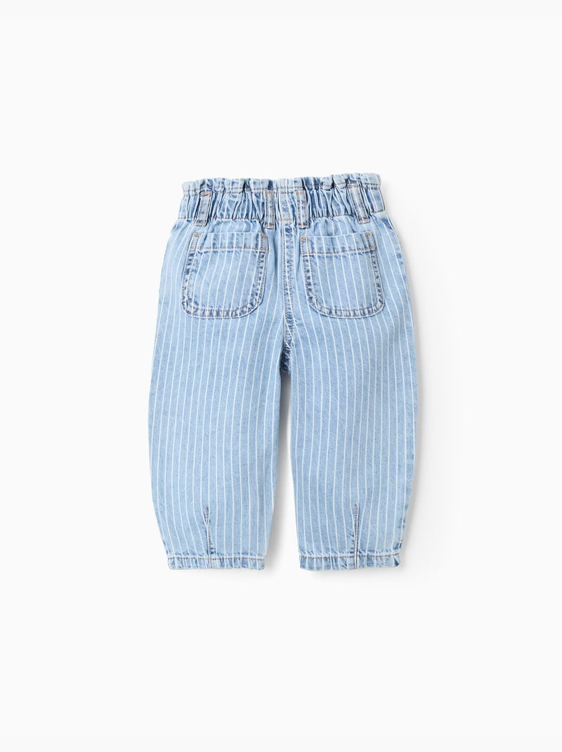 Jean Rayé Paperbag Bleu clair - Kiabi