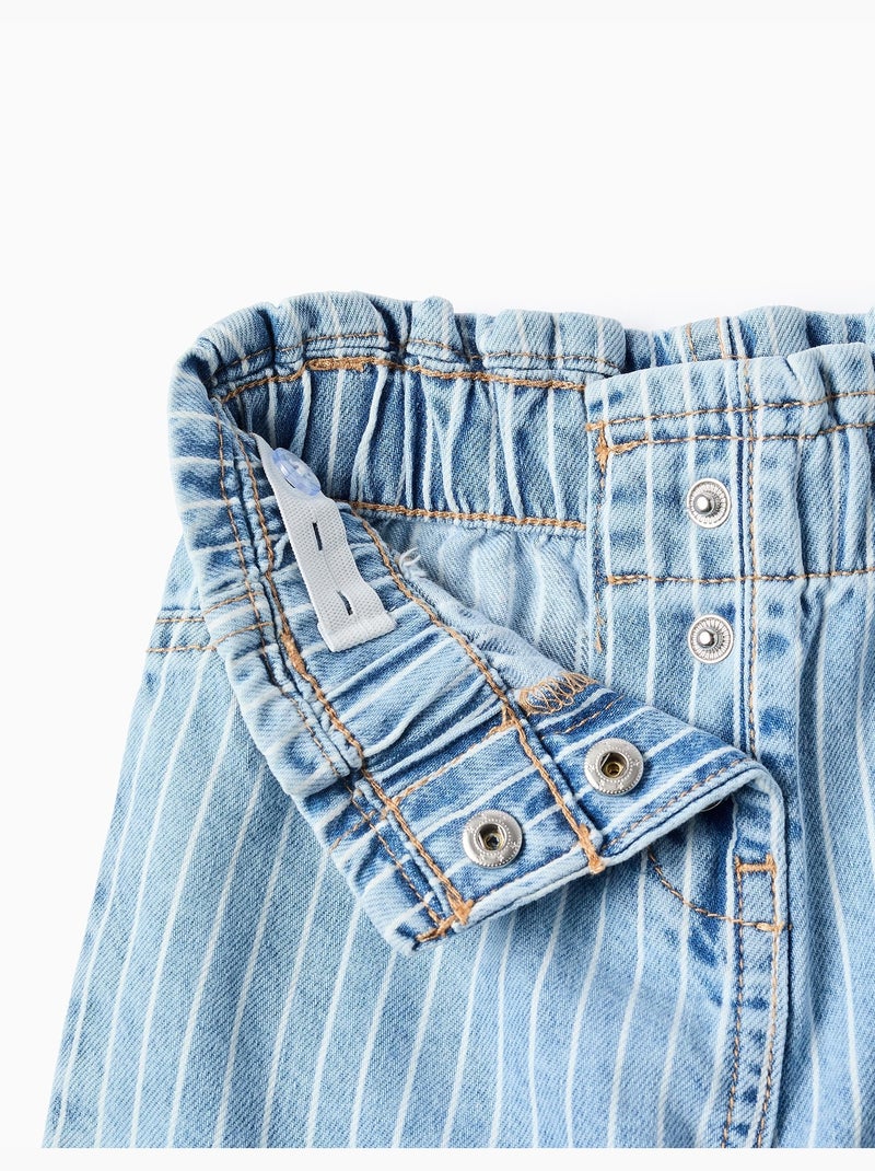 Jean Rayé Paperbag Bleu clair - Kiabi