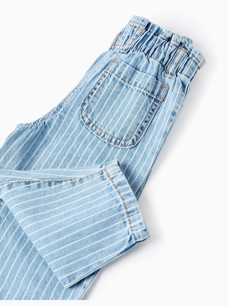 Jean Rayé Paperbag Bleu clair - Kiabi