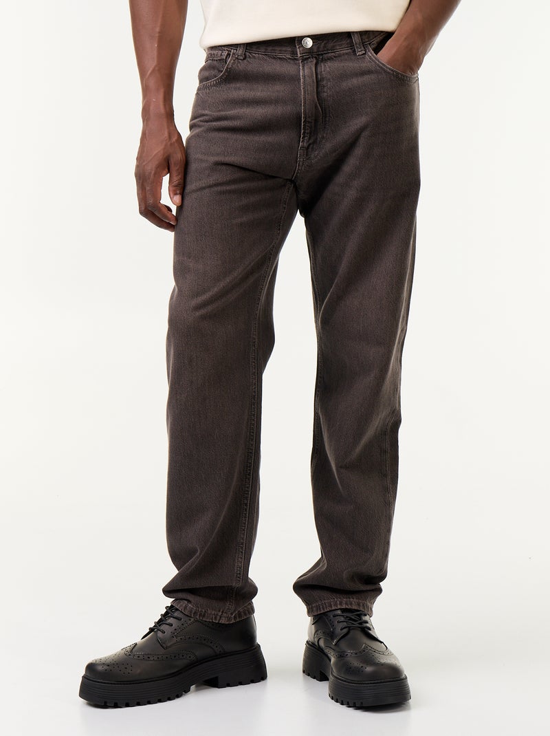 Jean regular 5 poches Marron - Kiabi