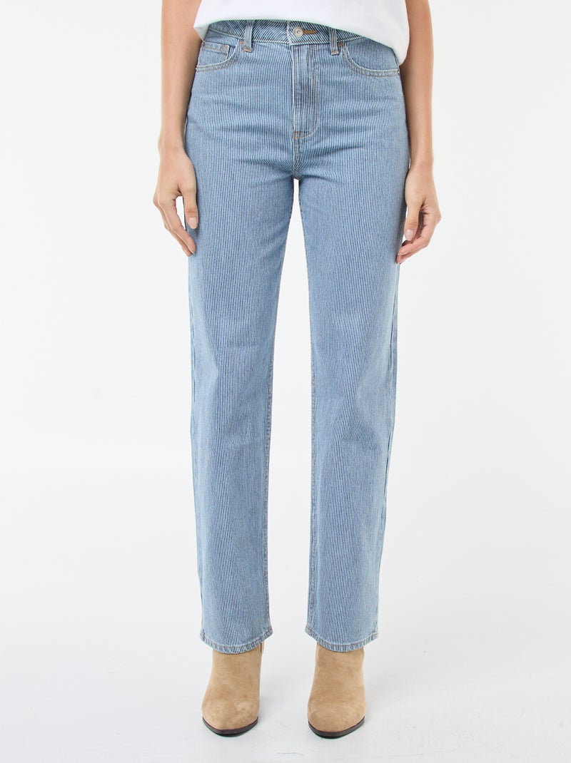 Jean regular avec lignes en coton Bleu - Kiabi