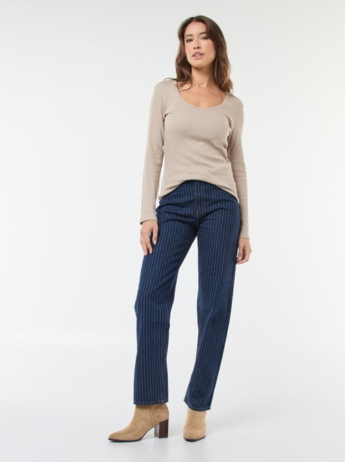 Jean regular avec lignes en coton - Kiabi
