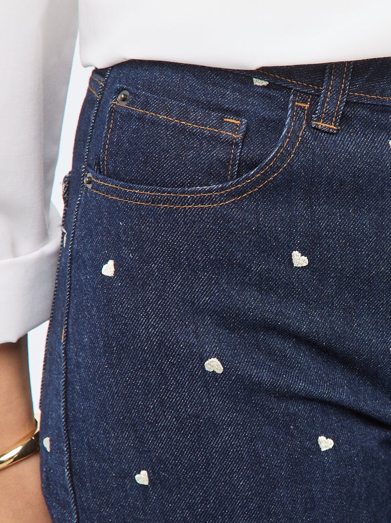 Jean regular brodé Bleu - Kiabi