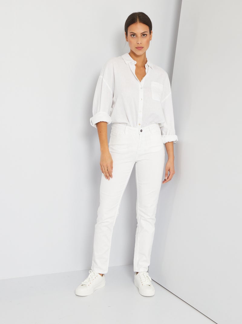 Jean regular taille haute - L30 blanc - Kiabi
