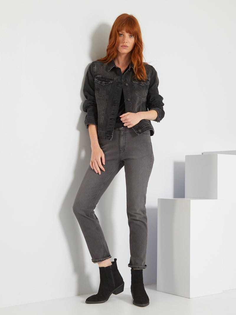 Jean regular taille haute - L30 Gris foncé - Kiabi