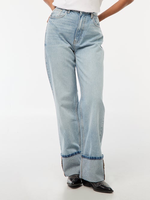 Jean regular / taille haute avec large revers à la base - Kiabi