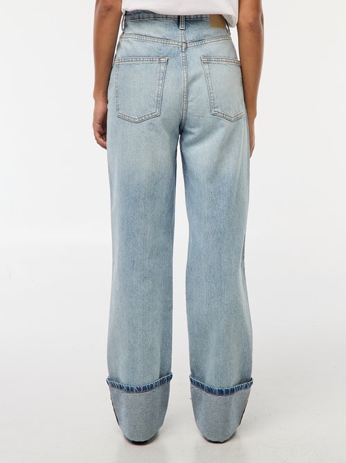 Jean regular / taille haute avec large revers à la base - Kiabi