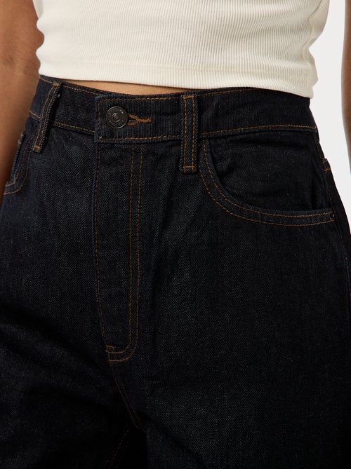 Jean regular / taille haute avec large revers à la base - Kiabi