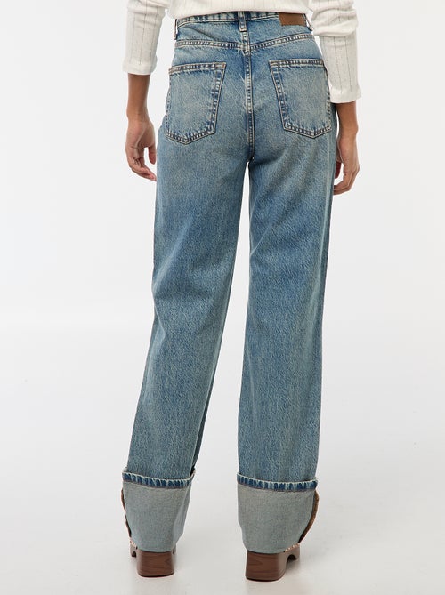 Jean regular / taille haute avec large revers à la base - Kiabi
