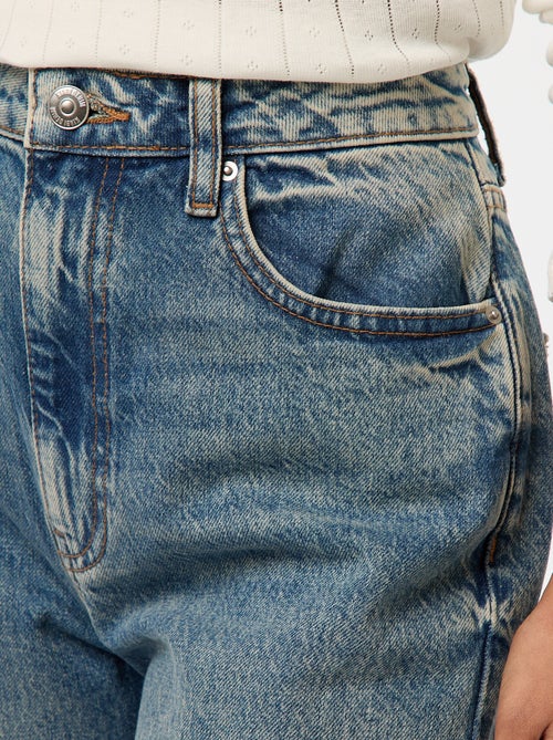 Jean regular / taille haute avec large revers à la base - Kiabi