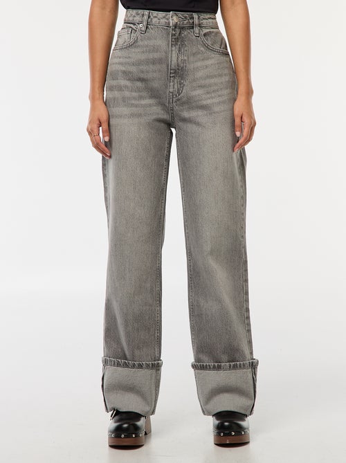 Jean regular / taille haute avec large revers à la base - Kiabi