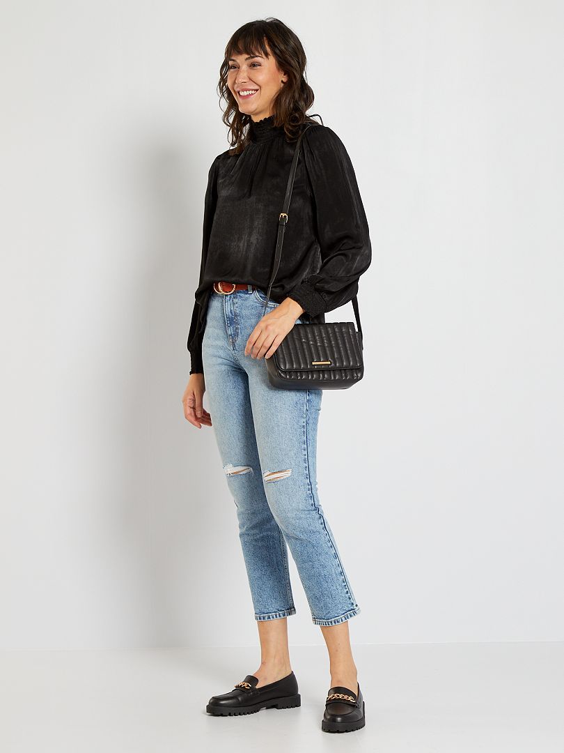 Jean regular taille haute double stone - Kiabi