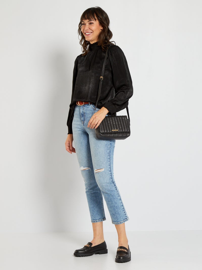 Jean regular taille haute double stone - Kiabi