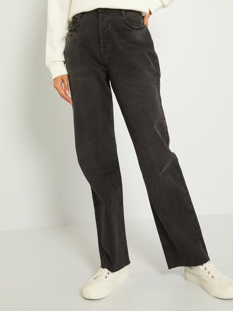 Jean regular taille haute Noir - Kiabi