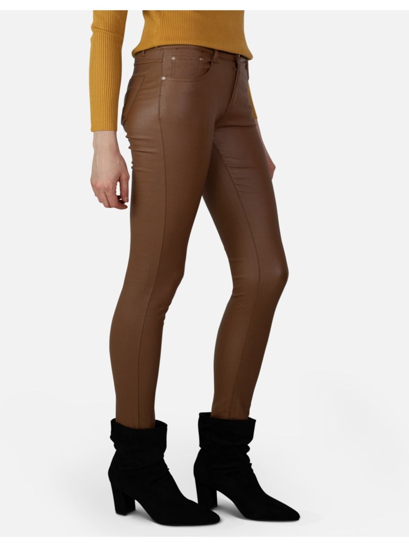 Jean Simili cuir Push Up Kebello Marron - Kiabi