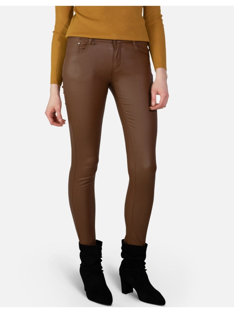 Jean Simili cuir Push Up Kebello Marron - Kiabi