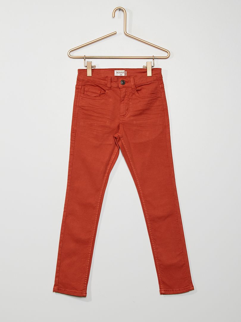 Jean skinny à 5 poches rouge brique - Kiabi