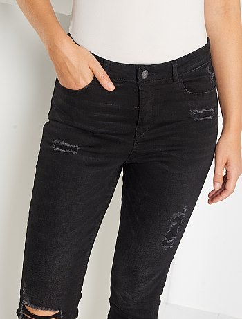Jean skinny à abrasions taille très haute - Kiabi