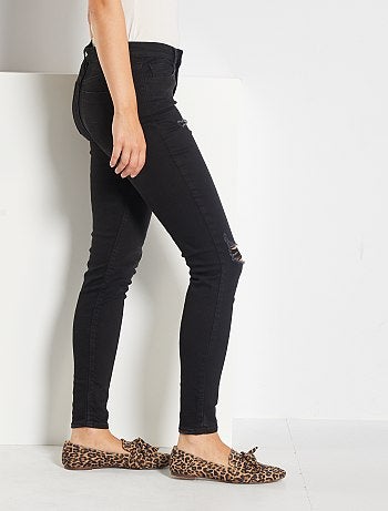 Jean skinny à abrasions taille très haute - Kiabi