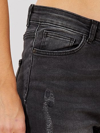 Jean skinny à abrasions taille très haute - Kiabi