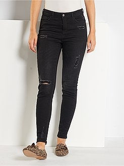 Jean skinny à abrasions taille très haute - Kiabi