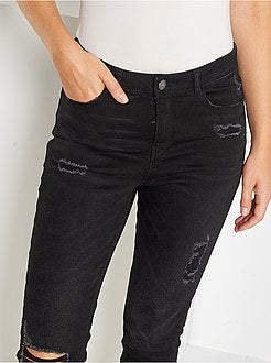 Jean skinny à abrasions taille très haute - Kiabi