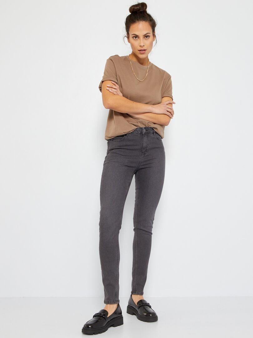 Jean skinny à taille haute - L30 Gris noir - Kiabi