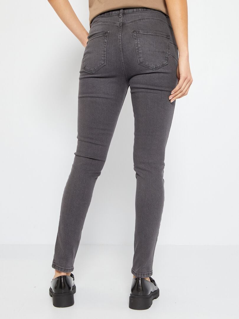 Jean skinny à taille haute - L30 Gris noir - Kiabi