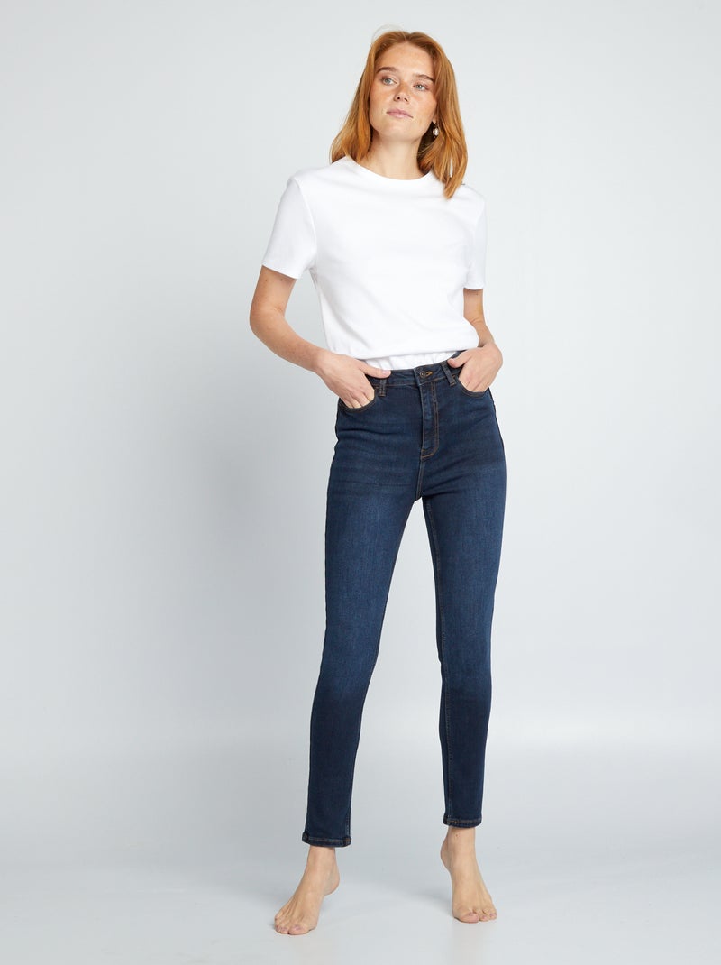 Jean skinny à taille haute - L32 Bleu foncé - Kiabi