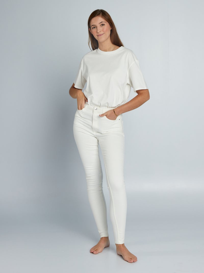 Jean skinny à taille haute - L34 Blanc - Kiabi