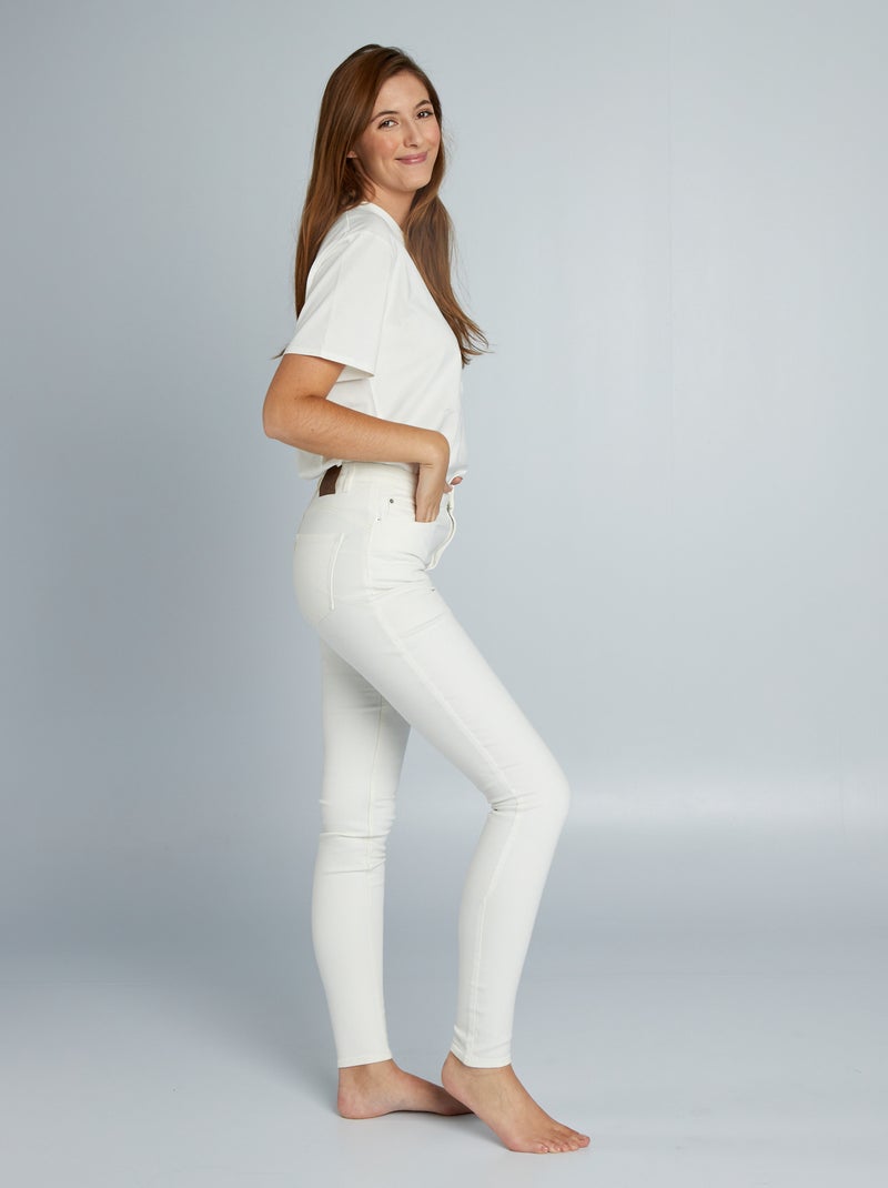 Jean skinny à taille haute - L34 Blanc - Kiabi