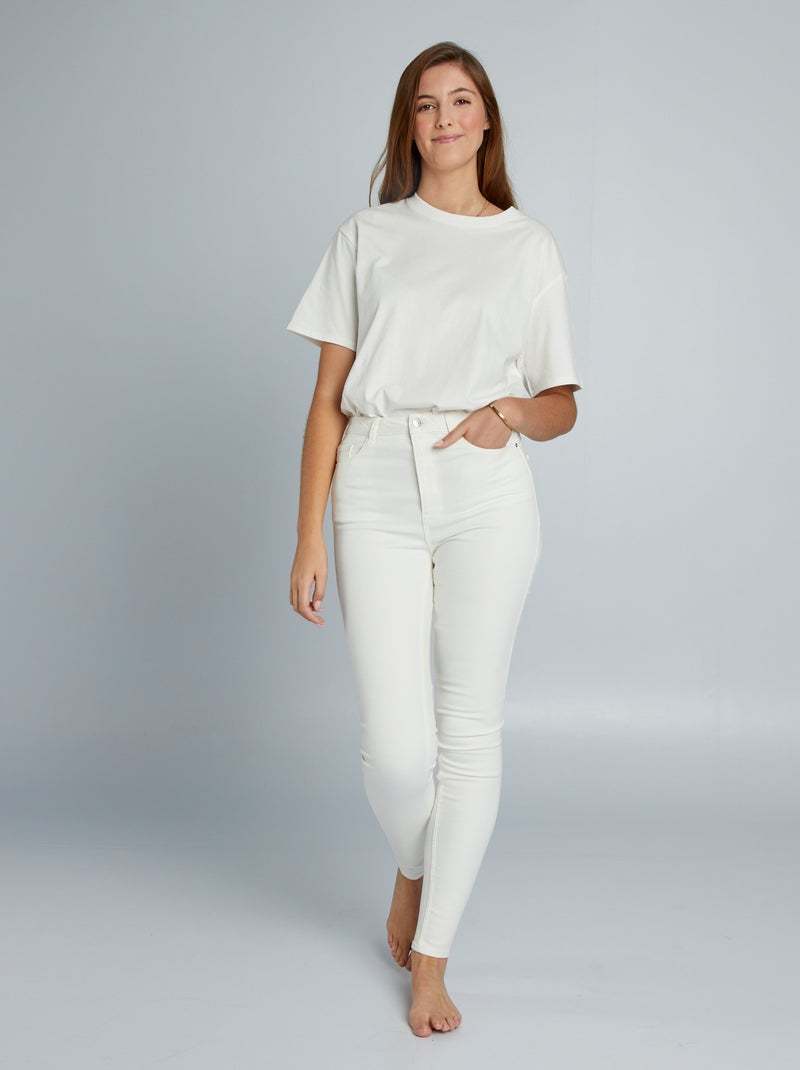 Jean skinny à taille haute - L34 Blanc - Kiabi